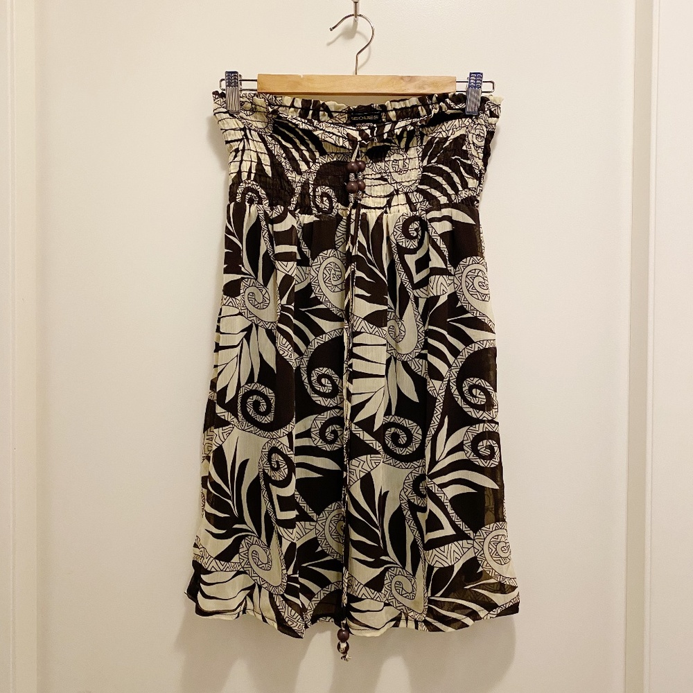 NWT Request Smocked Tribal Strapless Boho Top M